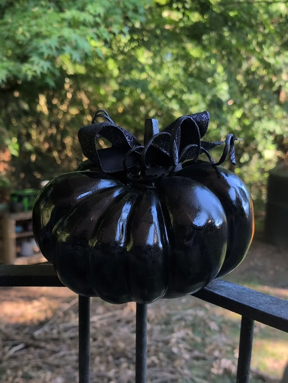 Carl O Lantern Upcycled Handmade Black Decorative Pumpkin